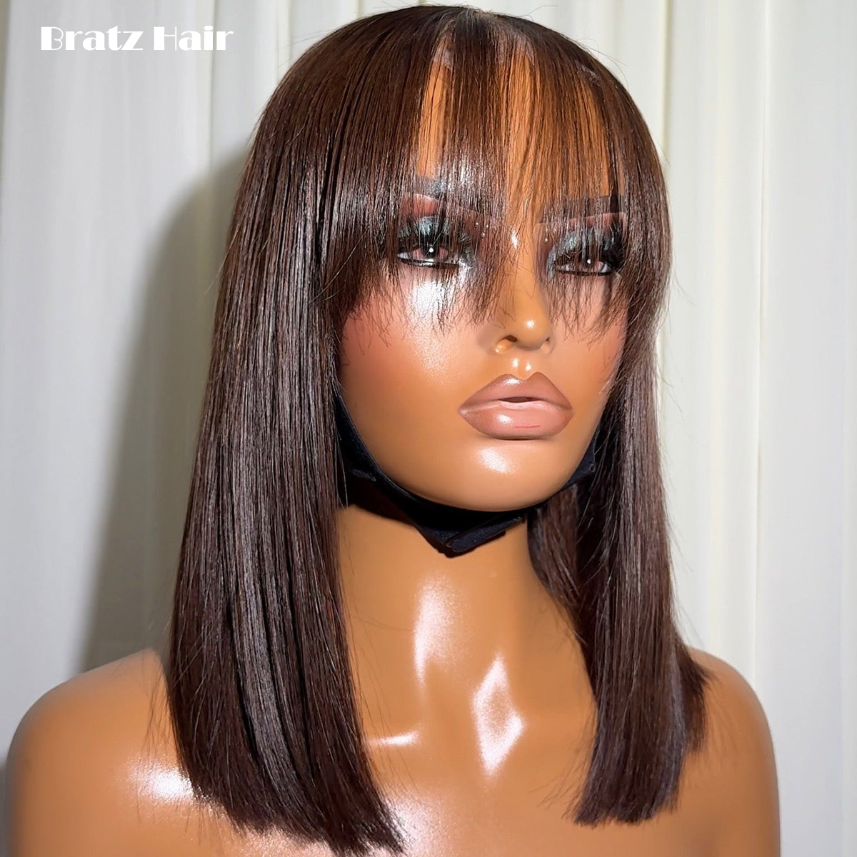 Glueless Wear And Go Human Hair Wig - Super Bob Liso Castanho Vietnamita Duplo