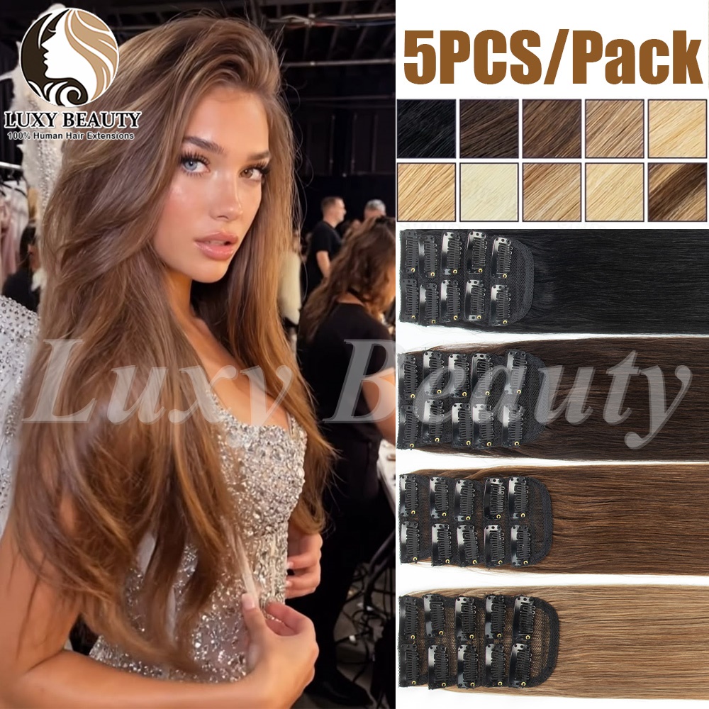 Seamless Clip In Hair Extensions Human Hair - 5 peças de extensões de cabelo
