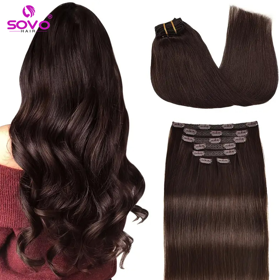 Seamless Clip In Hair Extensions Human Hair - Extensões de cabelo com clipe 100%