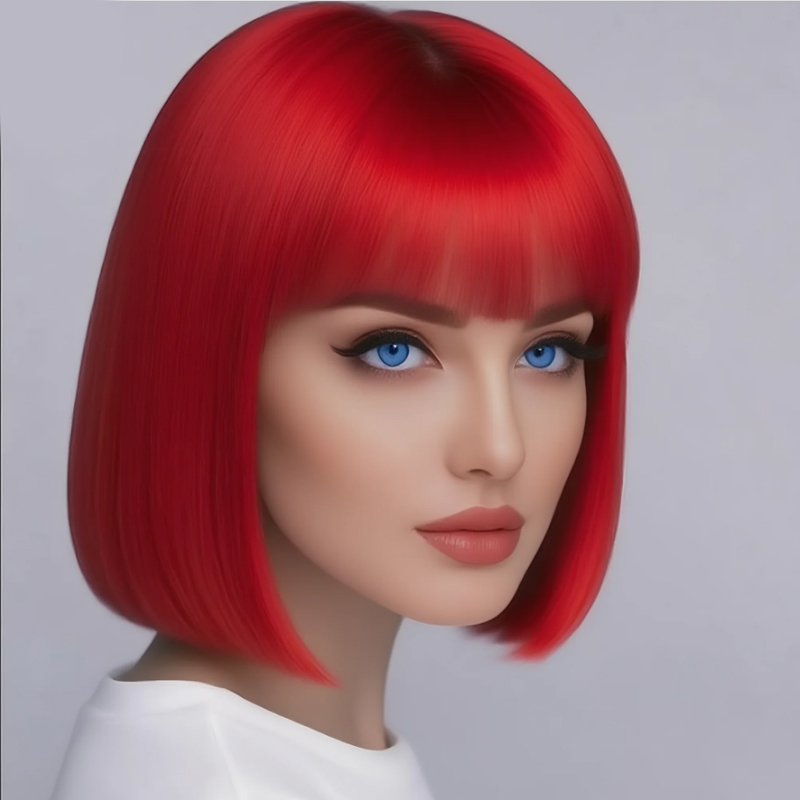 Peruca vermelha de 12 polegada - Human Hair Wigs avaliação e preço