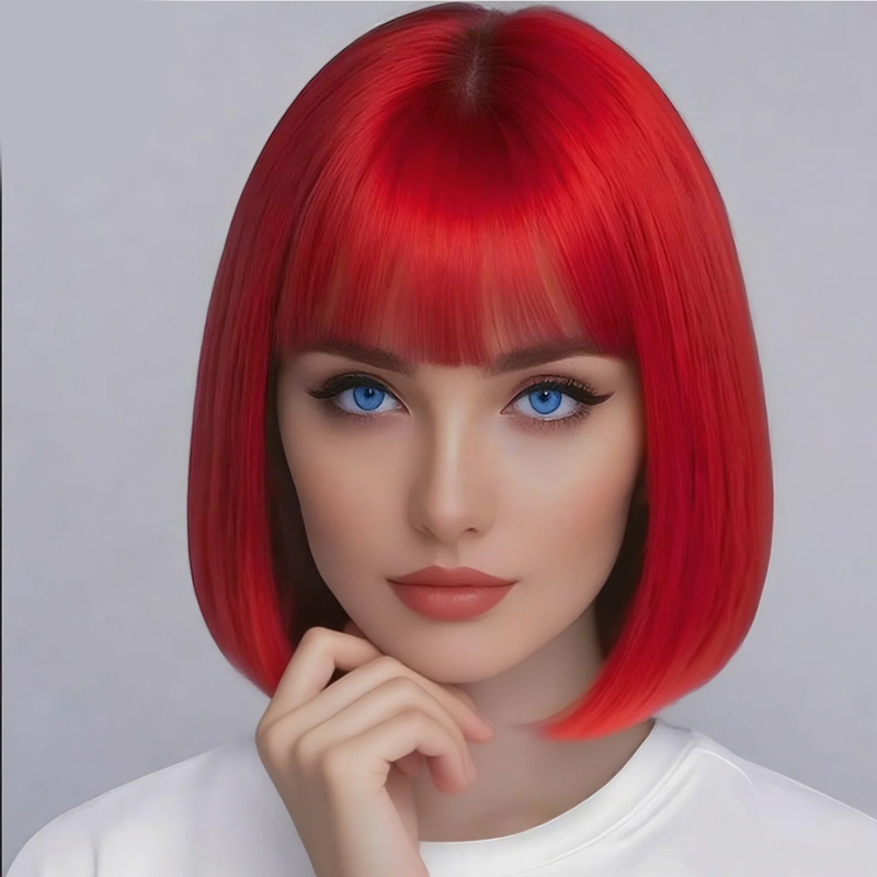 Peruca vermelha de 12 polegada - Human Hair Wigs avaliação e preço