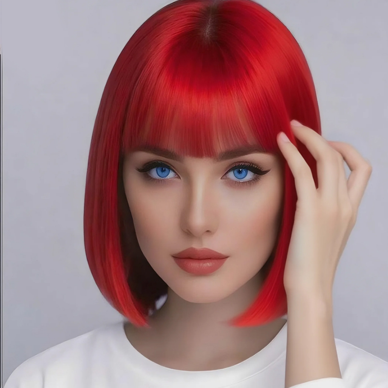 Peruca vermelha de 12 polegada - Human Hair Wigs avaliação e preço
