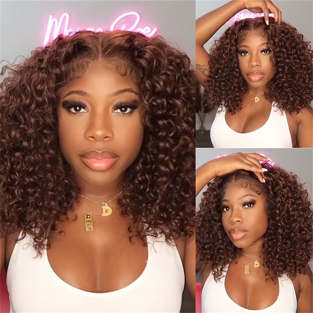 Peruca curta e encaracolada, e - Glueless Wear And Go Human Hair Wig avaliação e preço