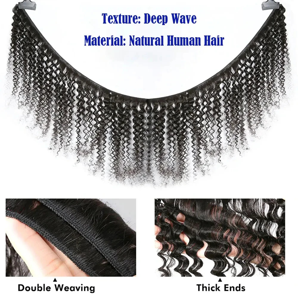 Cabelo Humano Virgem Brasileir - Deep Wave 3 Bundles With Closure avaliação e preço