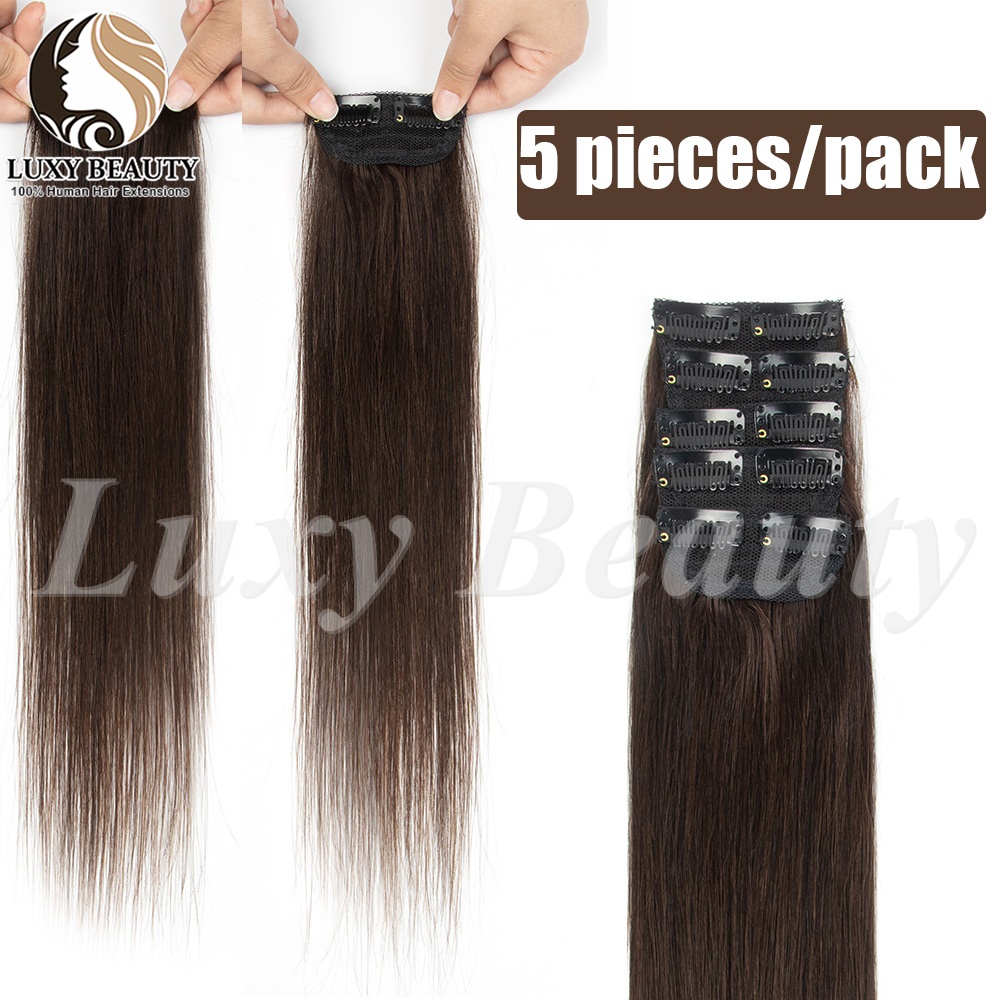 5 peças de extensões de cabelo - Seamless Clip In Hair Extensions Human Hair avaliação e preço