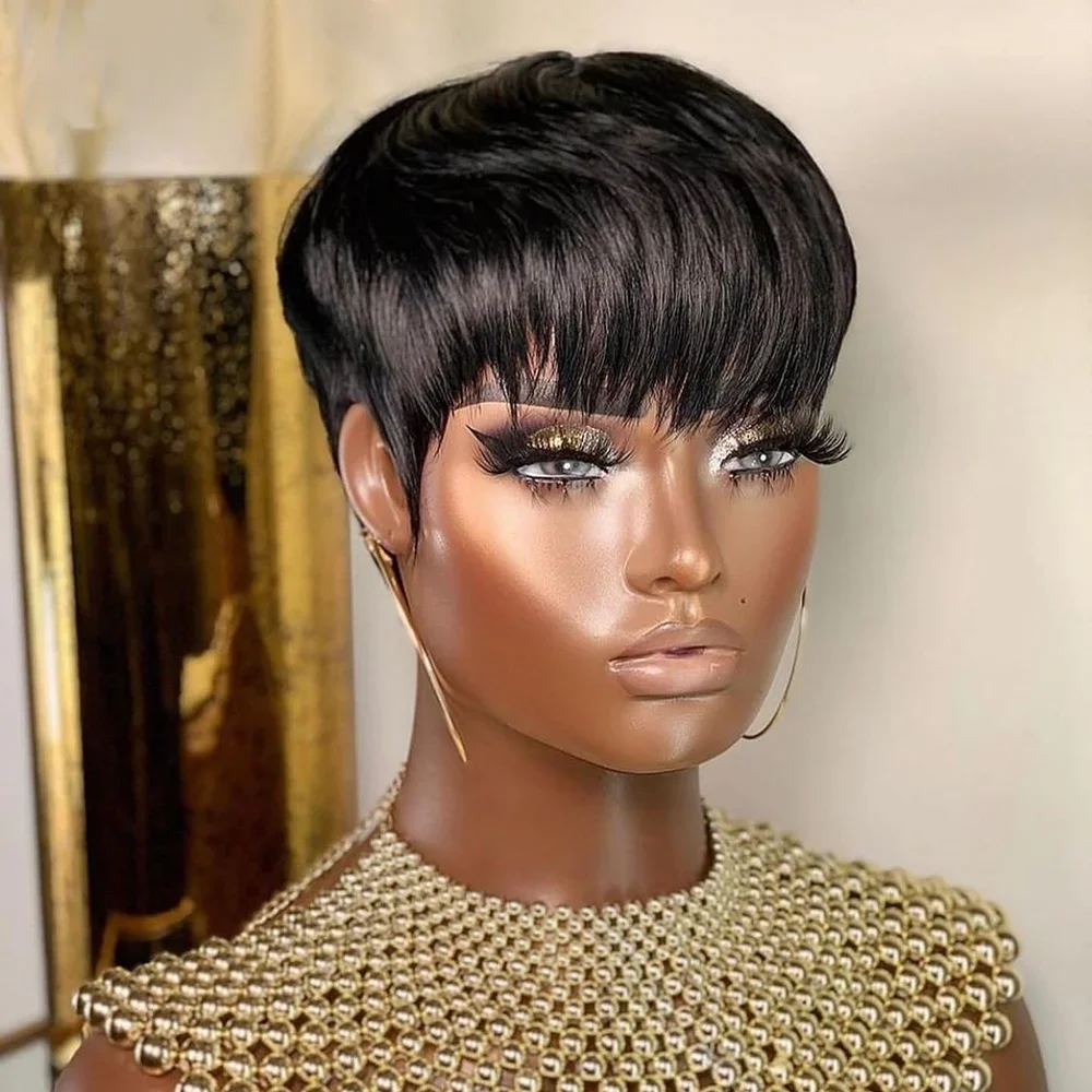 Perucas de Cabelo Humano Curto - Short Pixie Cut Wig Human Hair Cheap avaliação e preço