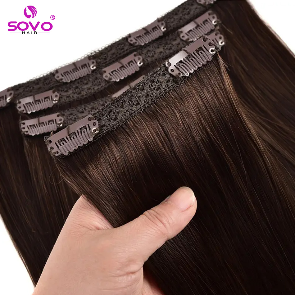 Extensões de cabelo com clipe  - Seamless Clip In Hair Extensions Human Hair avaliação e preço