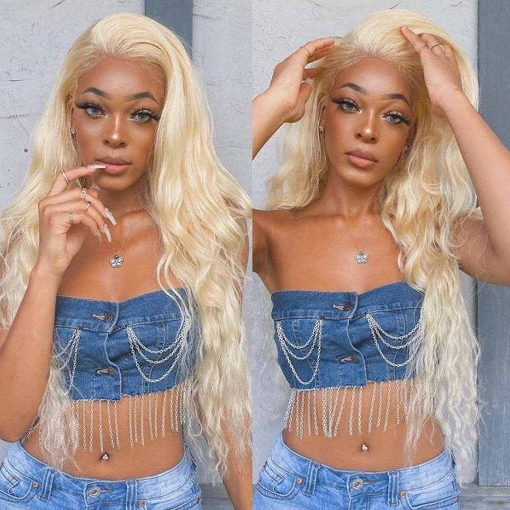Peruca de renda HD 360 com cor - 613 Blonde Body Wave Lace Front Wig avaliação e preço